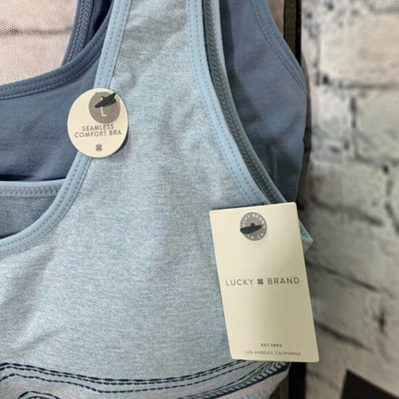 Lucky Brand Blue 2 PK Logo Comfort Bras - Picture 6 of 7